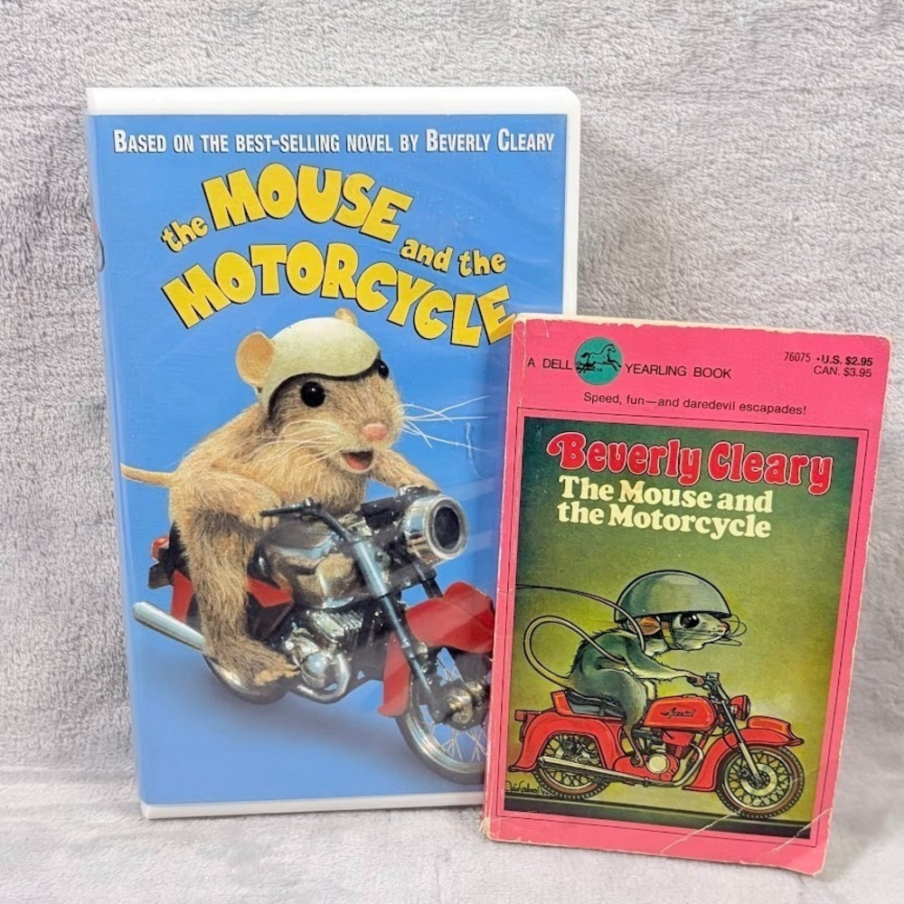 Mouse and the Motorcycle VHS + Beverly Cleary Paperback Book Set Lot Vintage